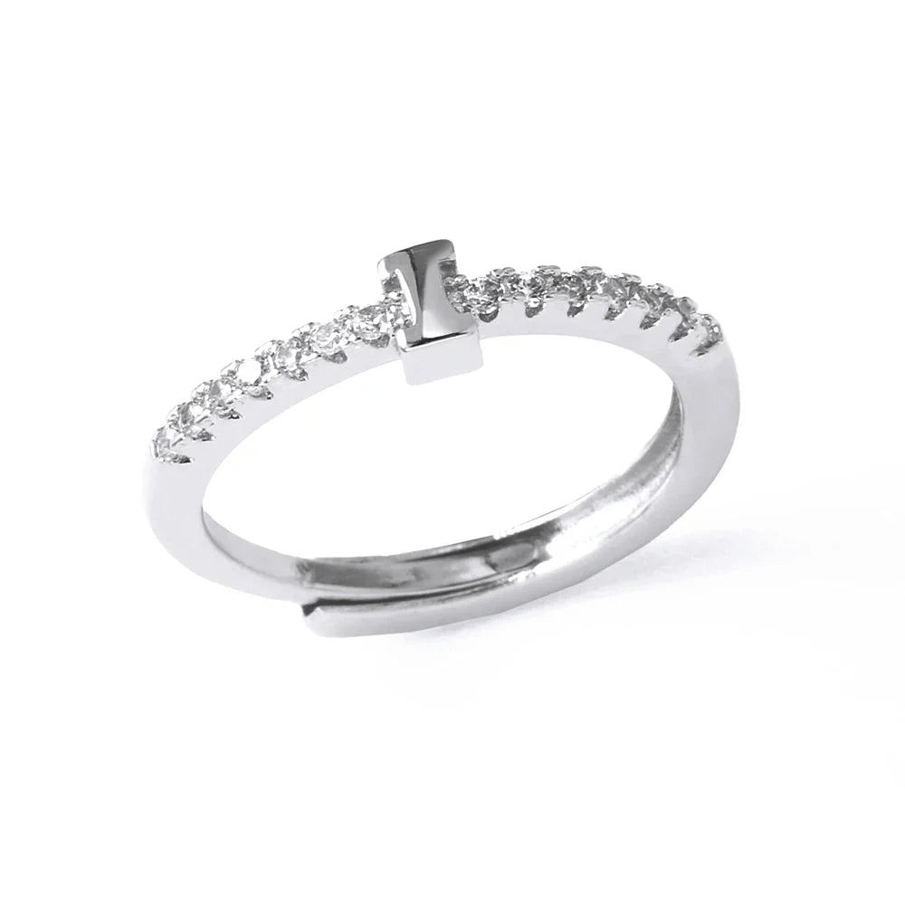 Verstelbare ring voor dames met initiaal - letter 