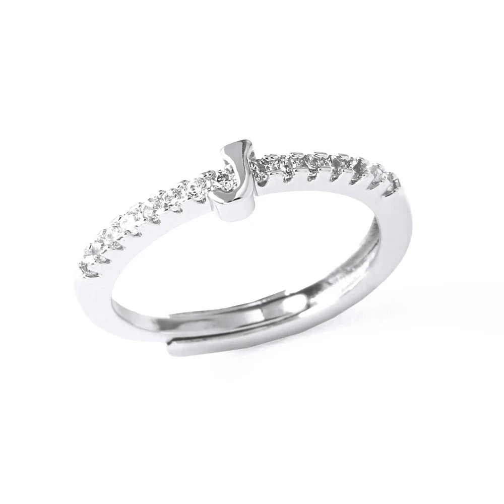 Verstelbare ring voor dames met initiaal - letter 