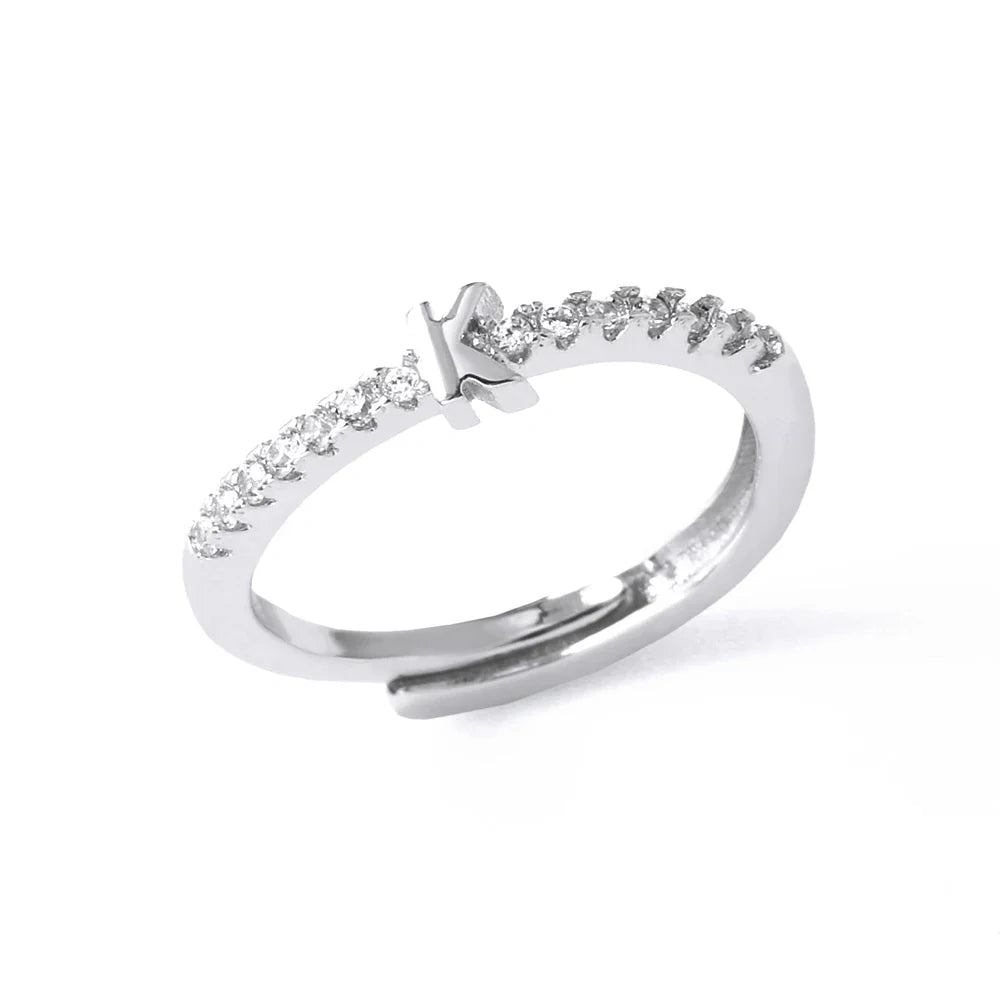 Verstelbare ring voor dames met initiaal - letter 