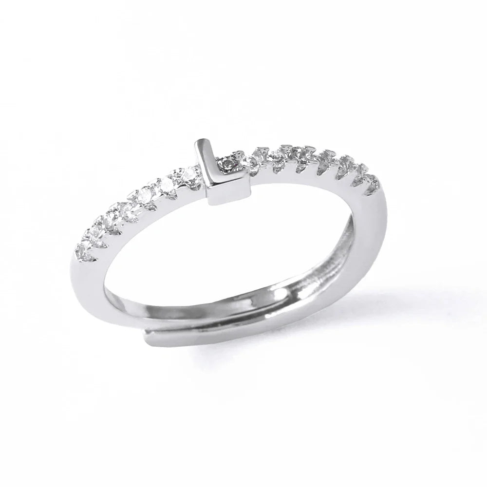 Verstelbare ring voor dames met initiaal - letter 