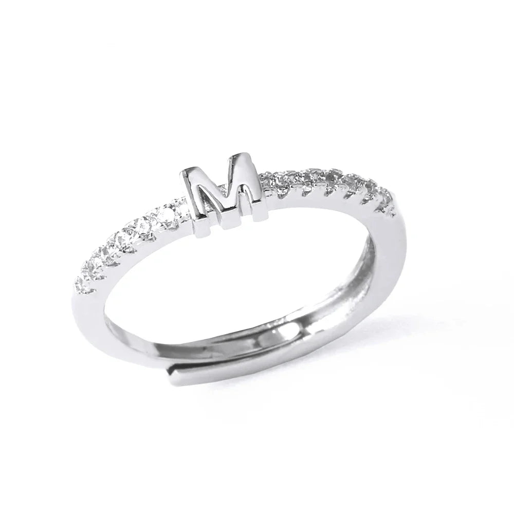Verstelbare ring voor dames met initiaal - letter 