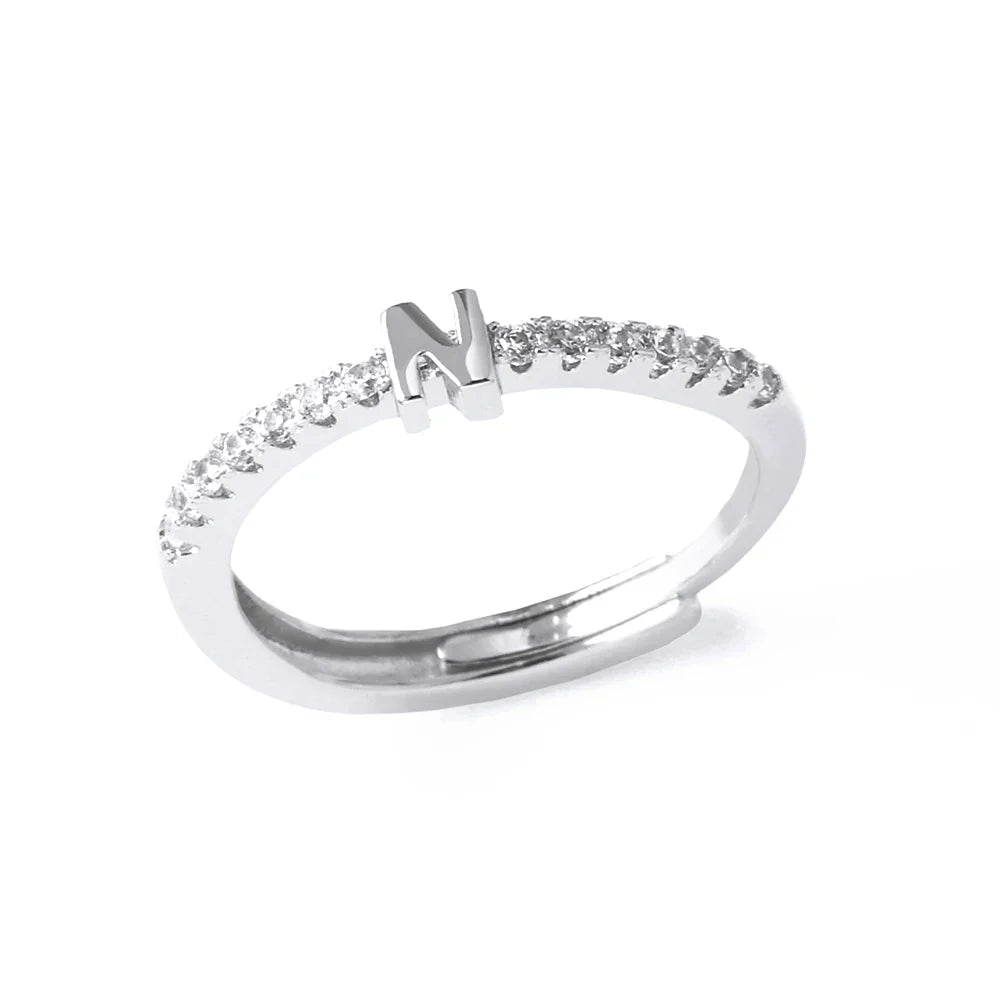 Verstelbare ring voor dames met initiaal - letter 