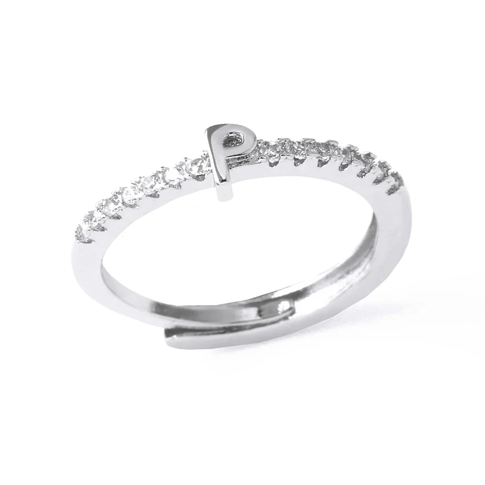Verstelbare ring voor dames met initiaal - letter 