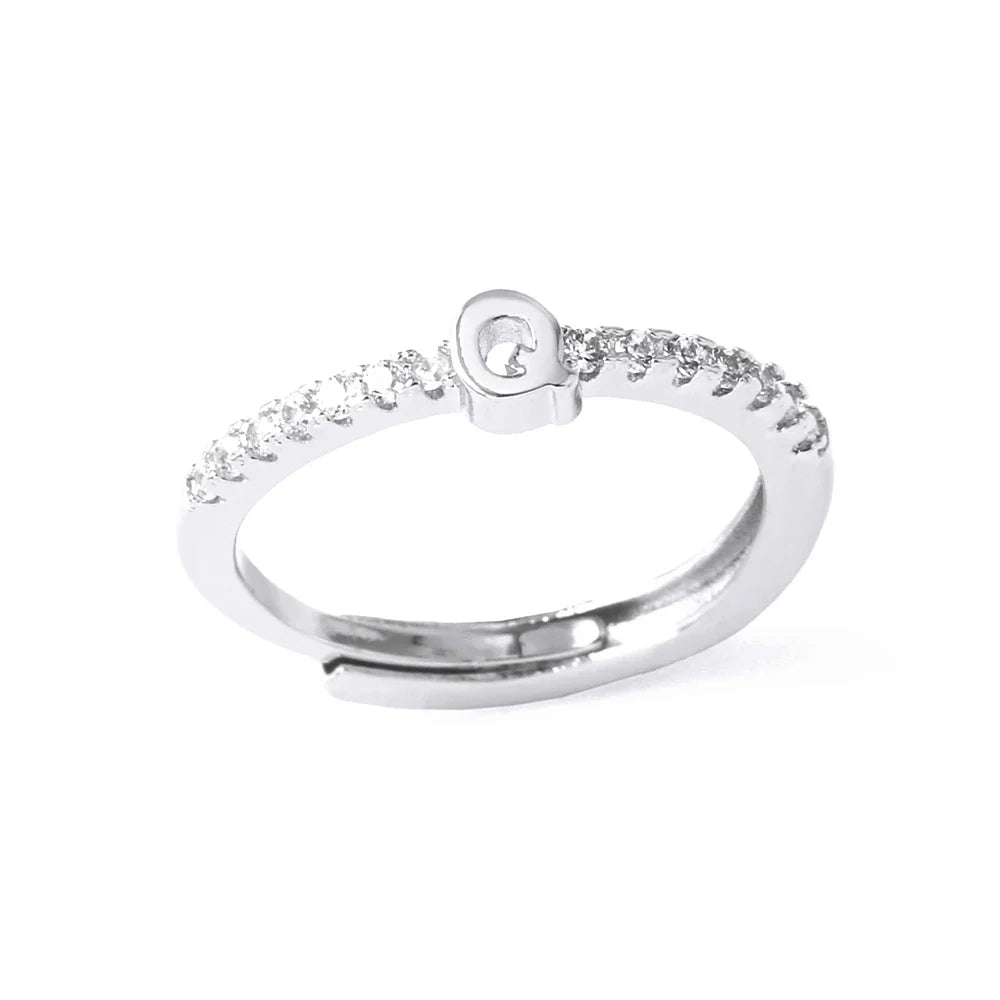 Verstelbare ring voor dames met initiaal - letter 