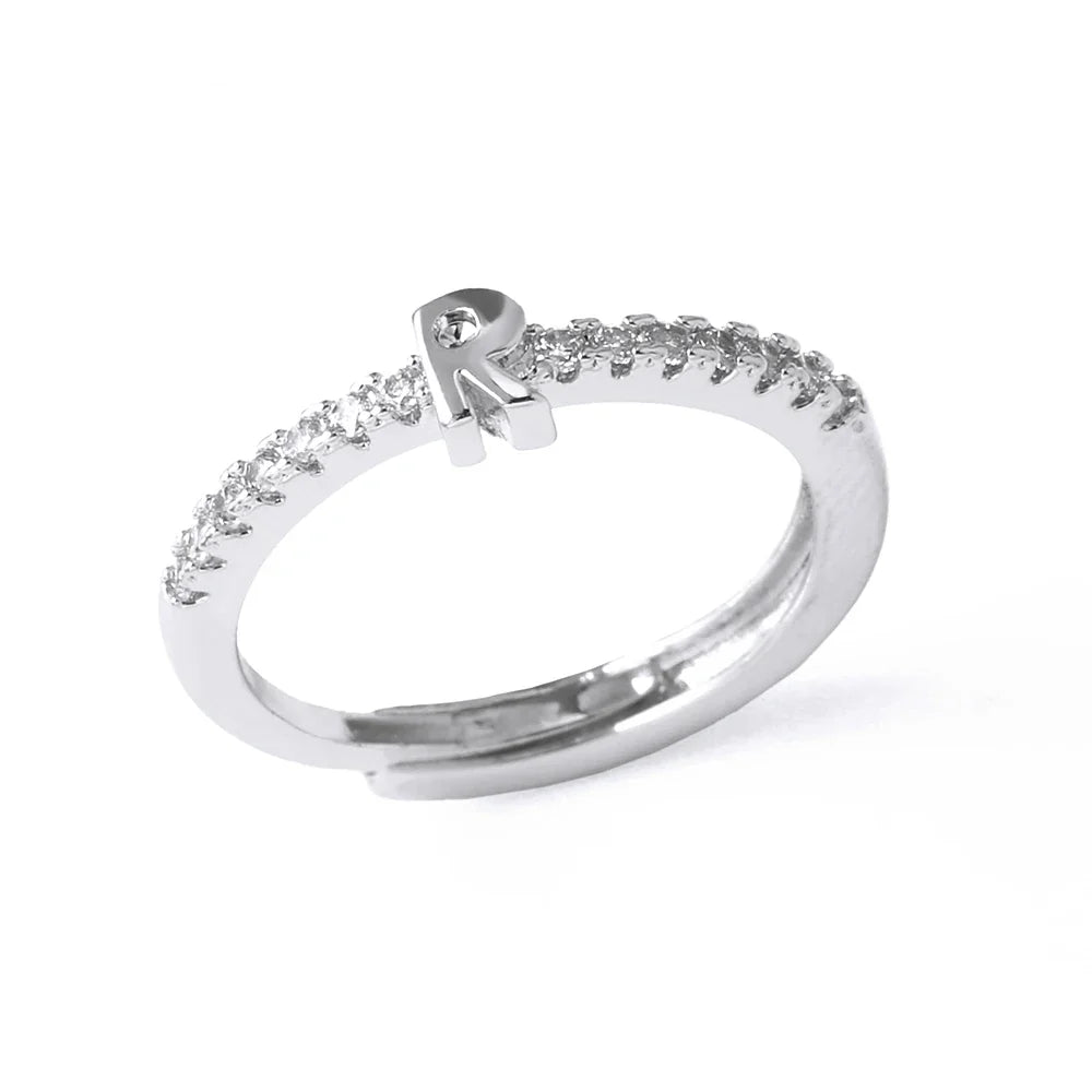 Verstelbare ring voor dames met initiaal - letter 