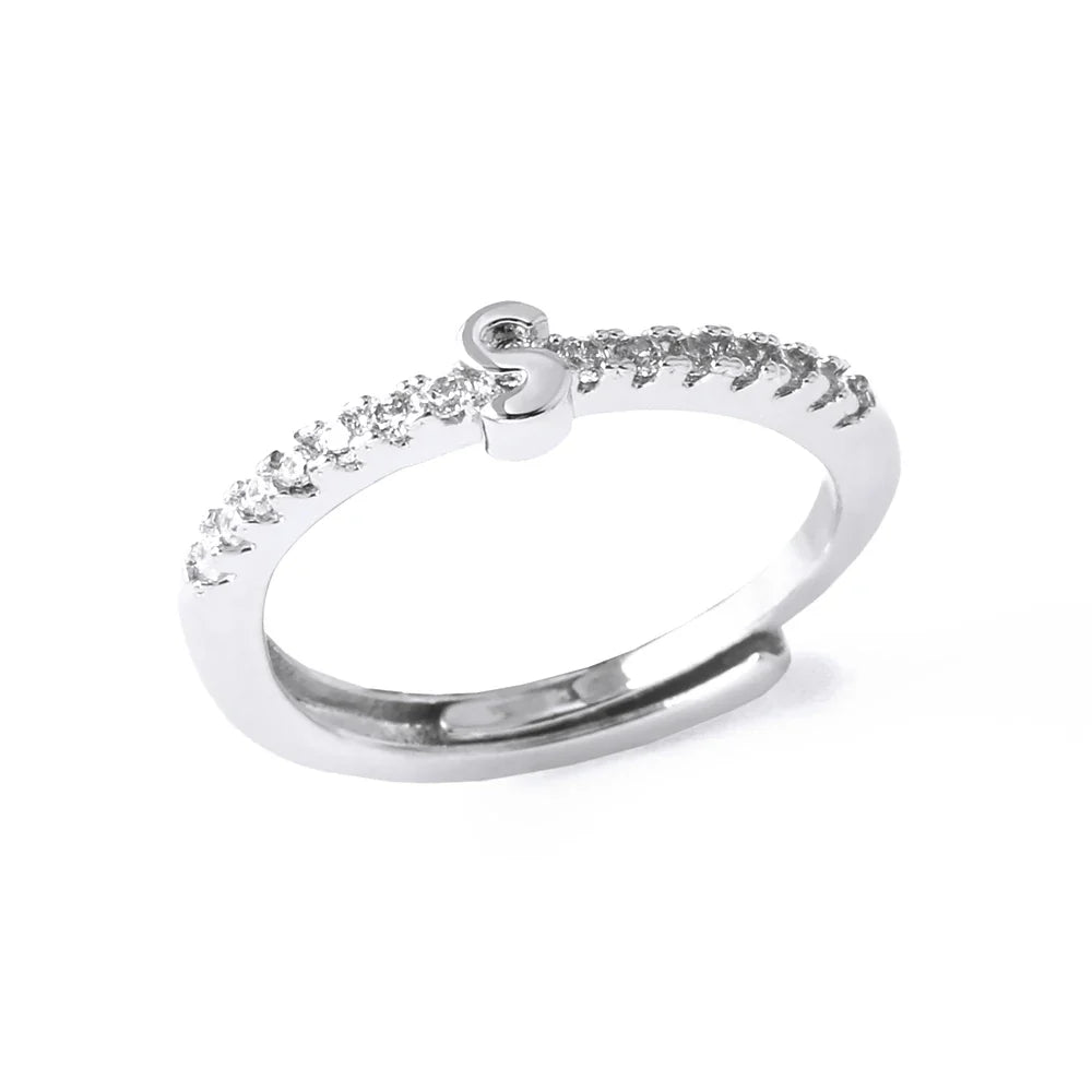 Verstelbare ring voor dames met initiaal - letter 