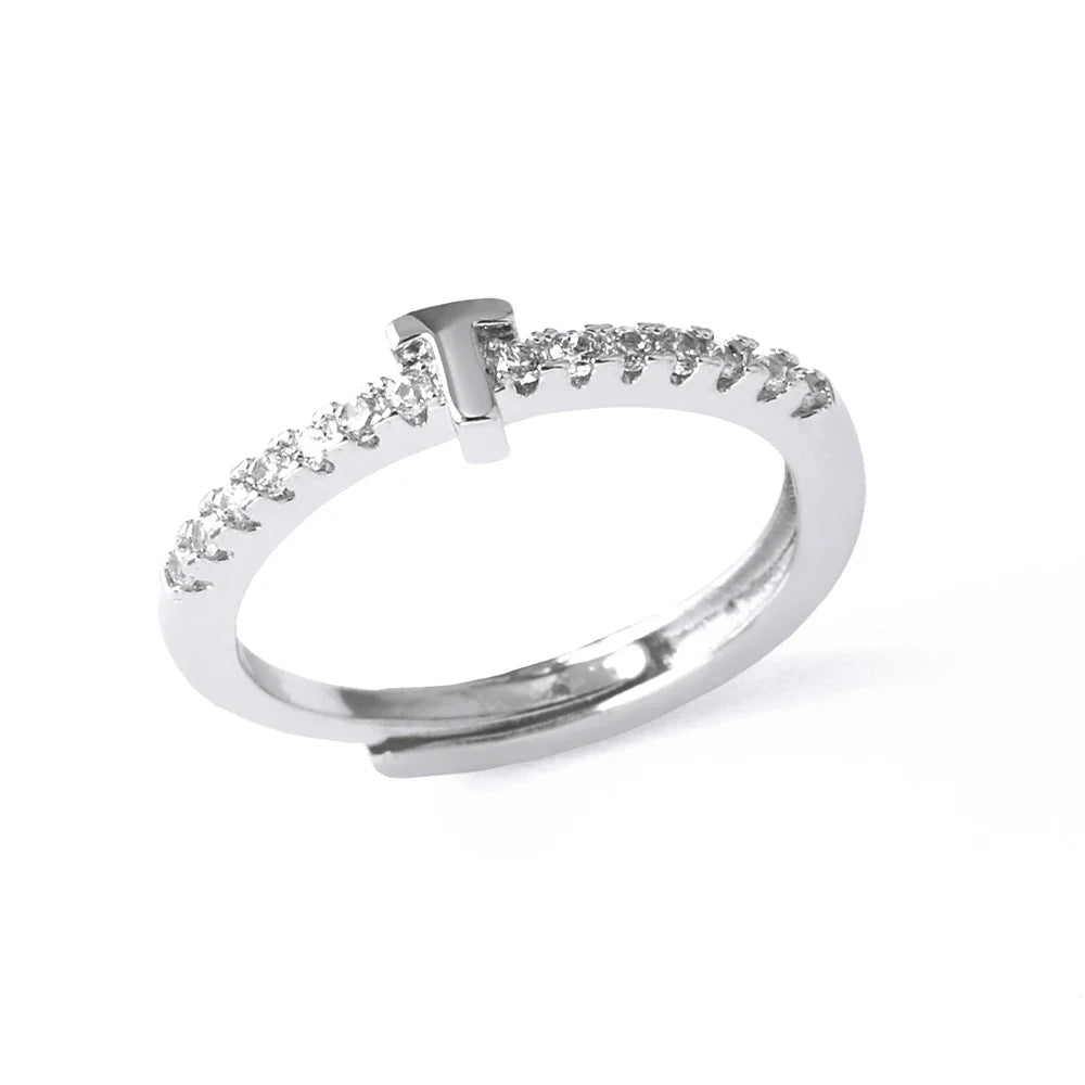 Verstelbare ring voor dames met initiaal - letter 