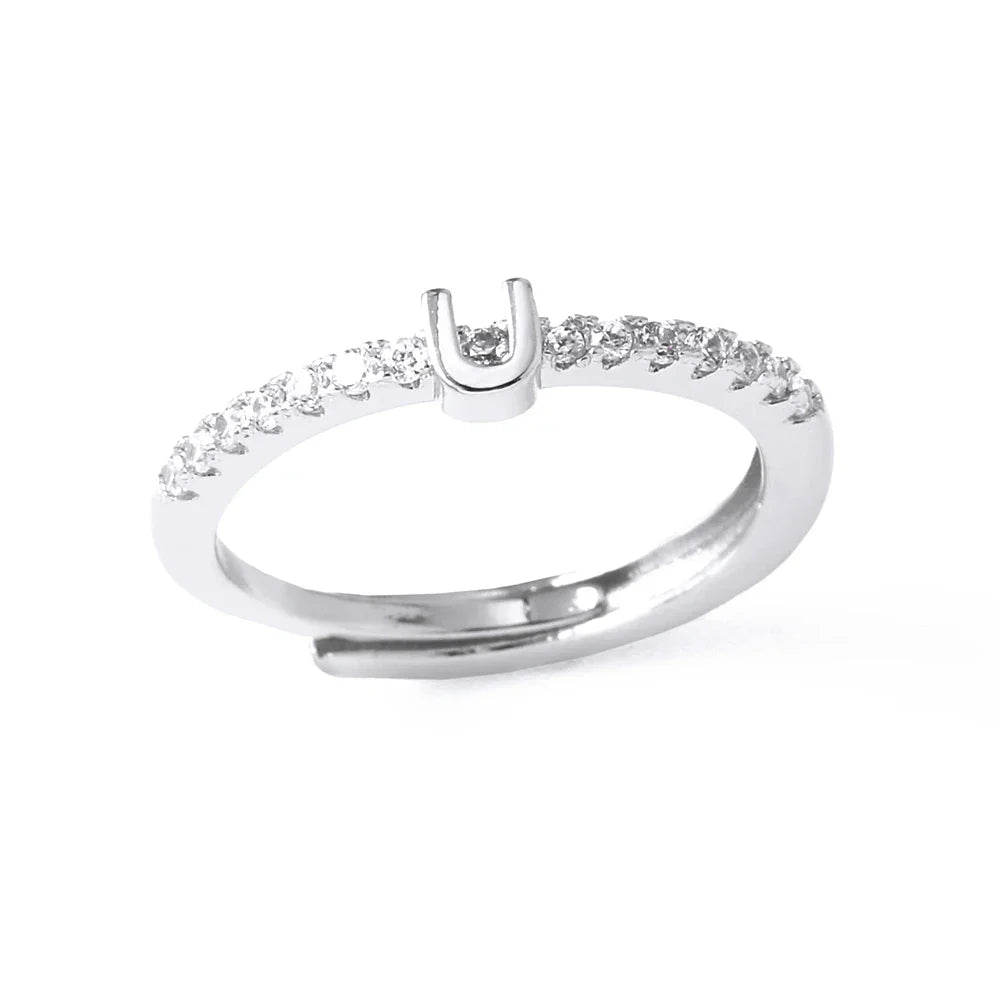 Verstelbare ring voor dames met initiaal - letter 