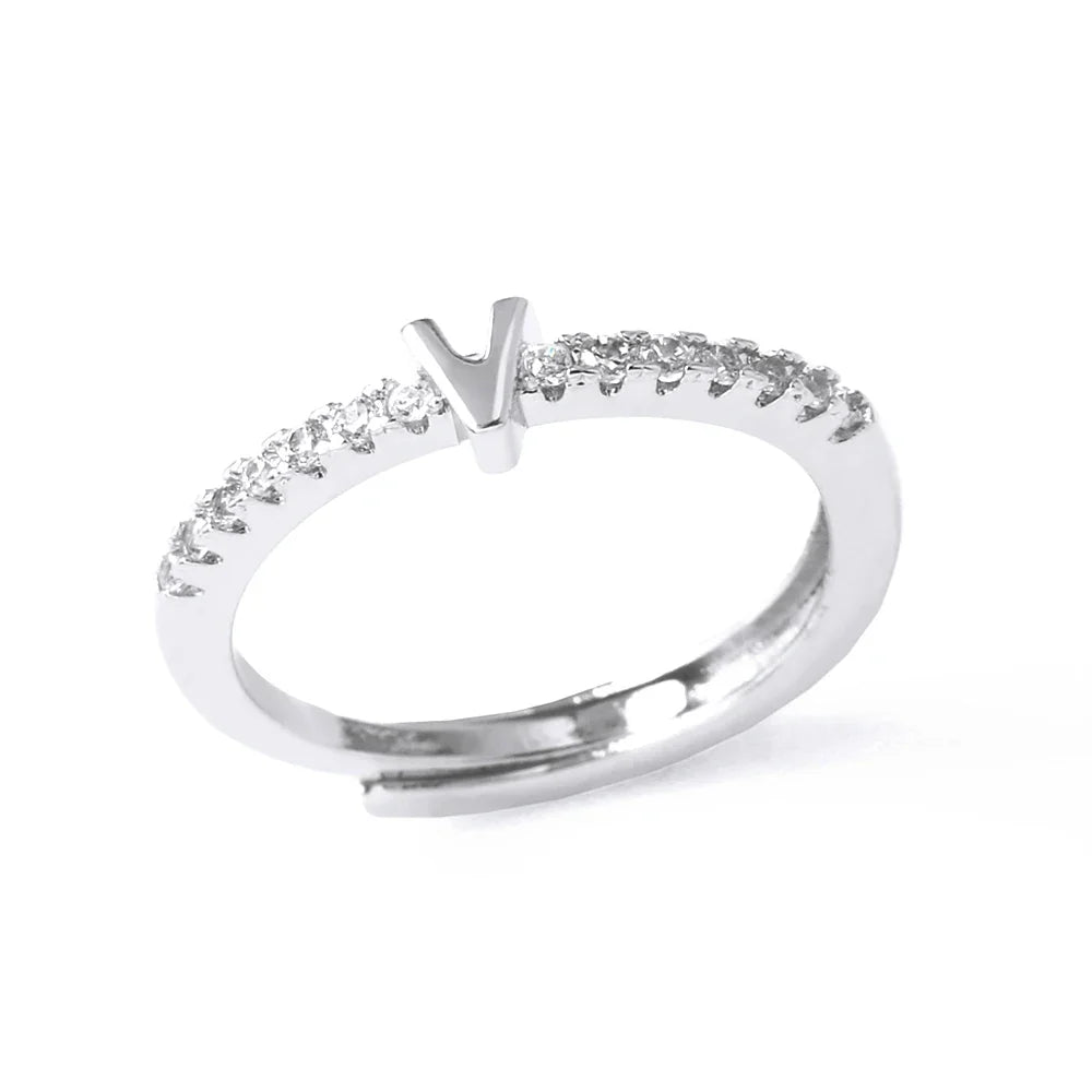Verstelbare ring voor dames met initiaal - letter 
