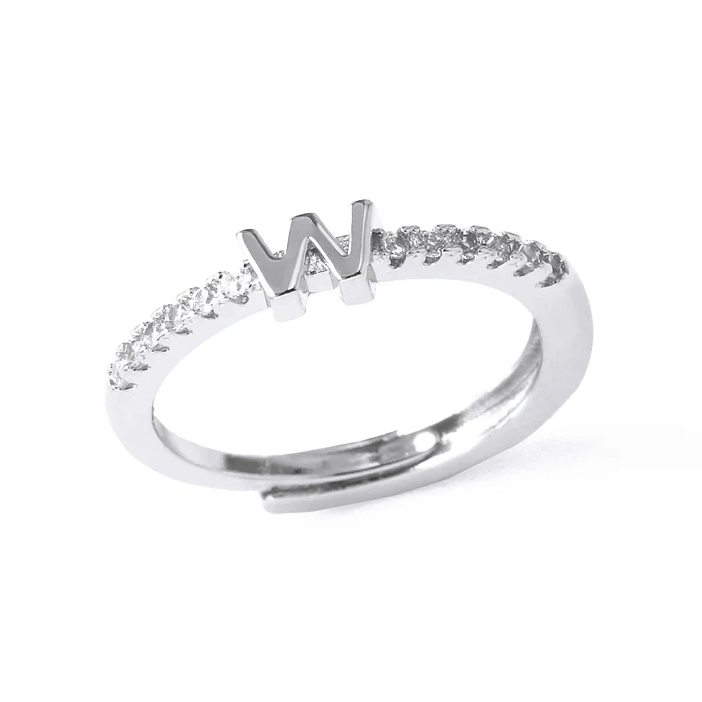 Verstelbare ring voor dames met initiaal - letter 