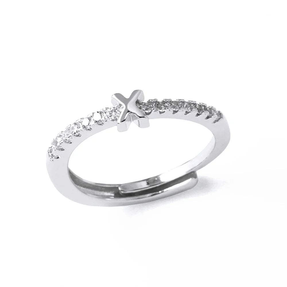 Verstelbare ring voor dames met initiaal - letter 