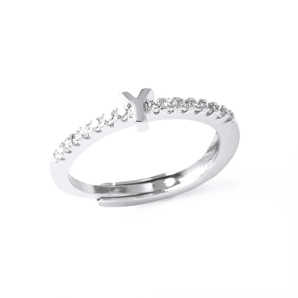 Verstelbare ring voor dames met initiaal - letter 