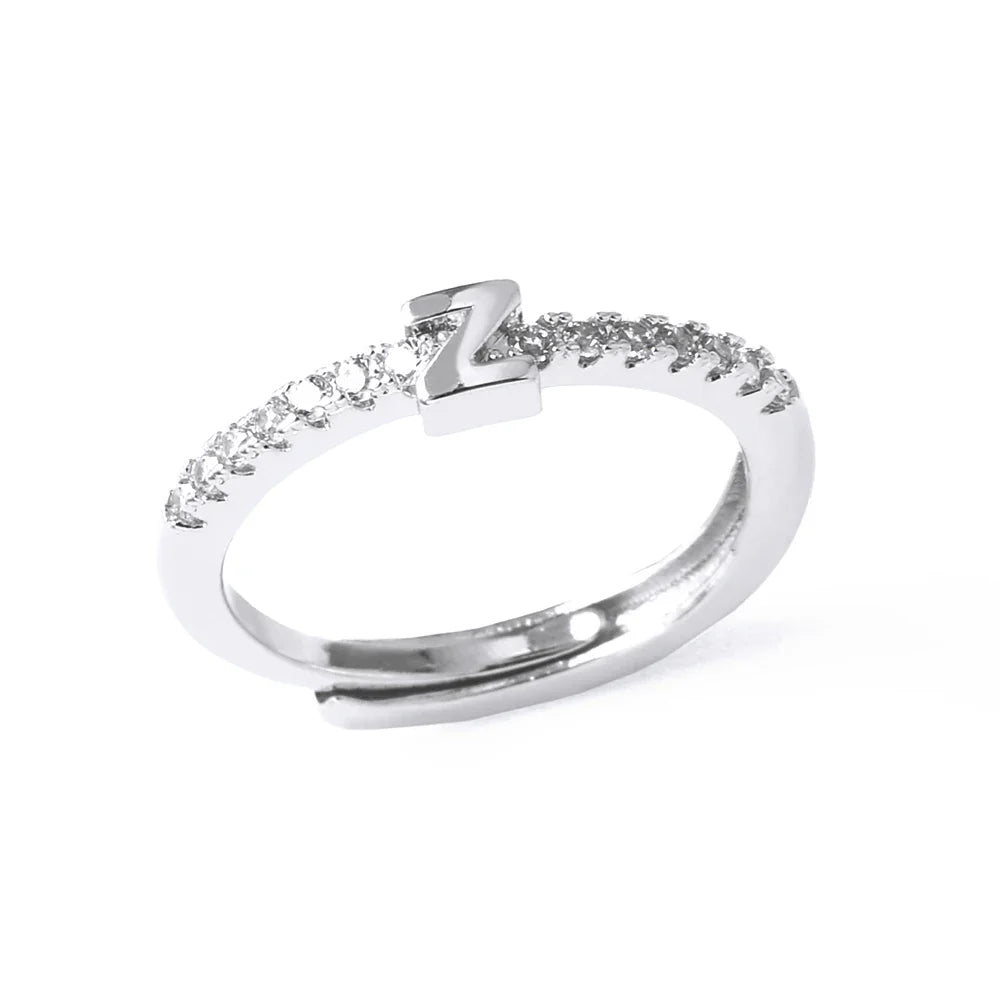 Verstelbare ring voor dames met initiaal - letter 