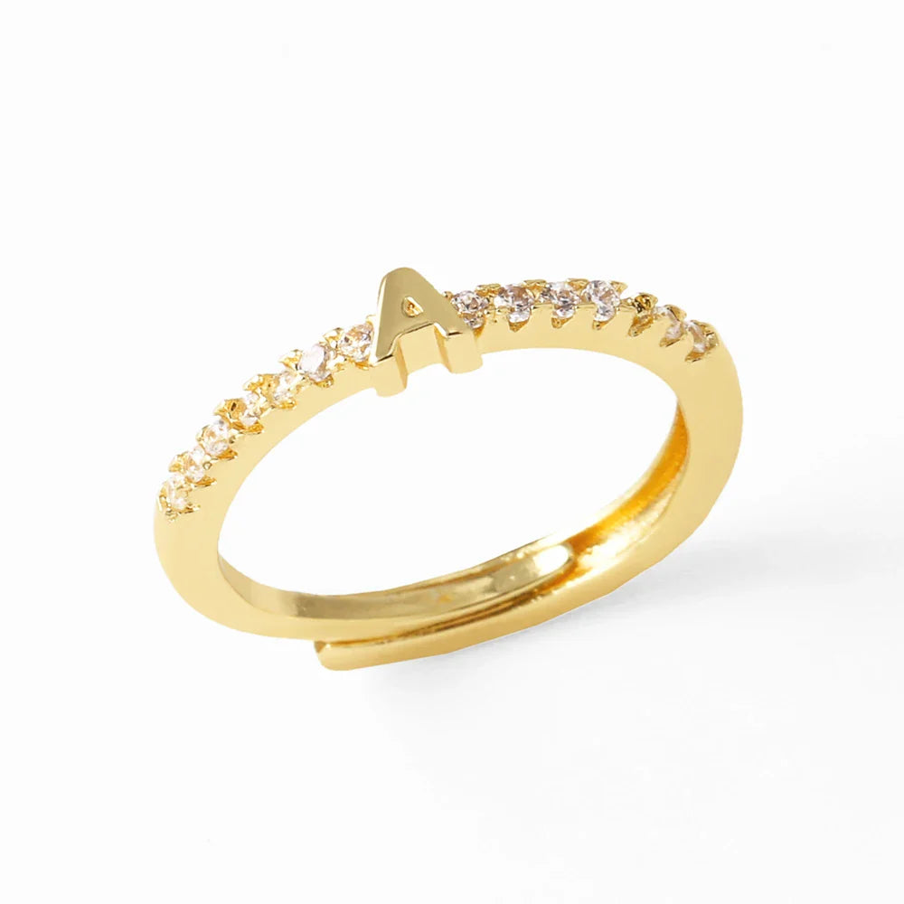 Verstelbare ring voor dames met initiaal - letter 