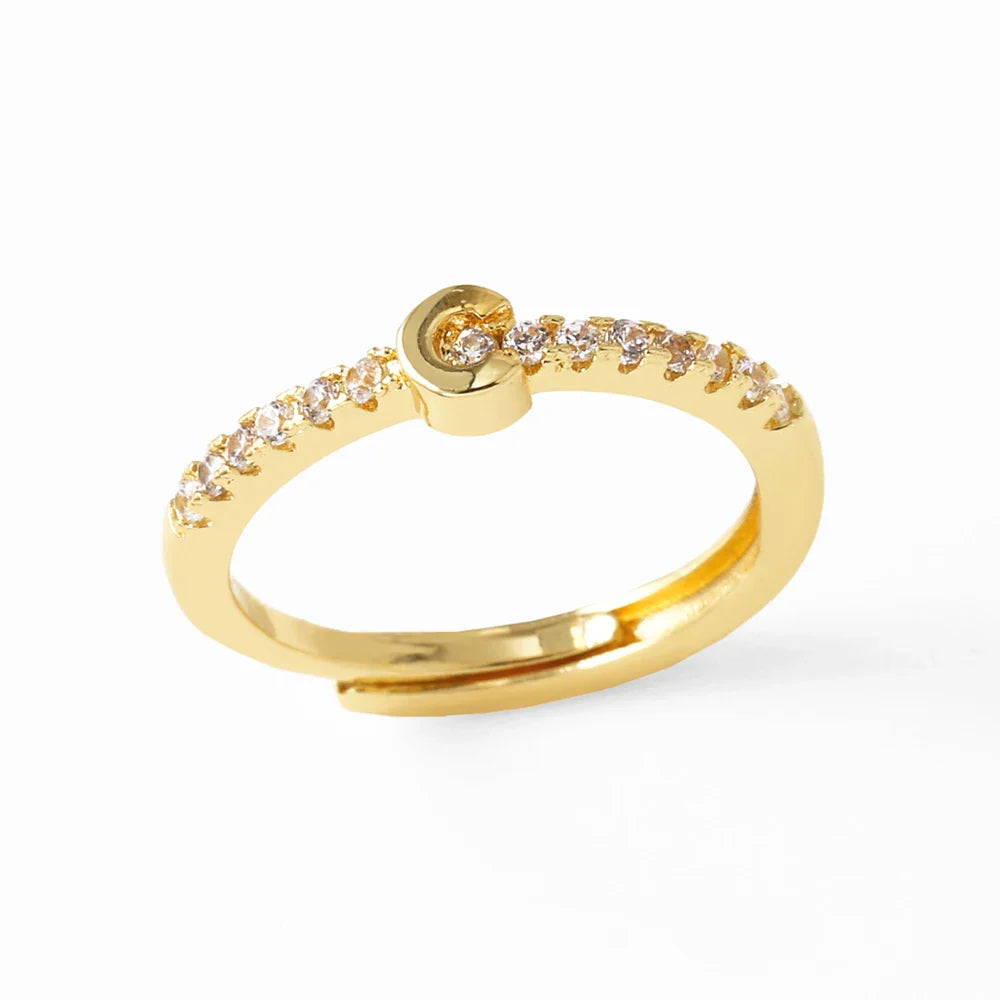 Verstelbare ring voor dames met initiaal - letter 