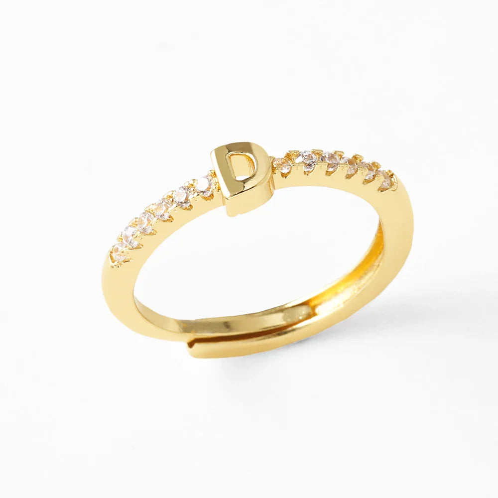 Verstelbare ring voor dames met initiaal - letter 