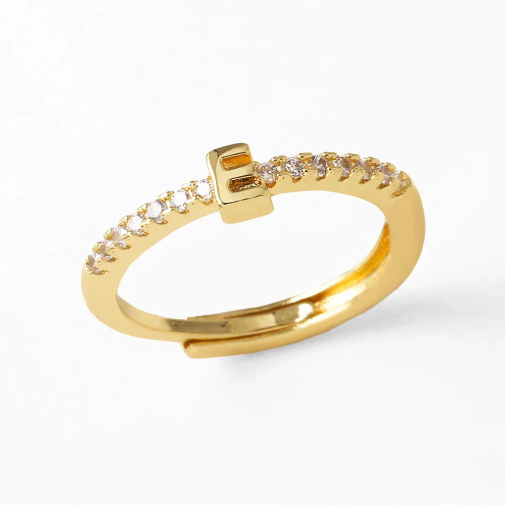 Verstelbare ring voor dames met initiaal - letter 