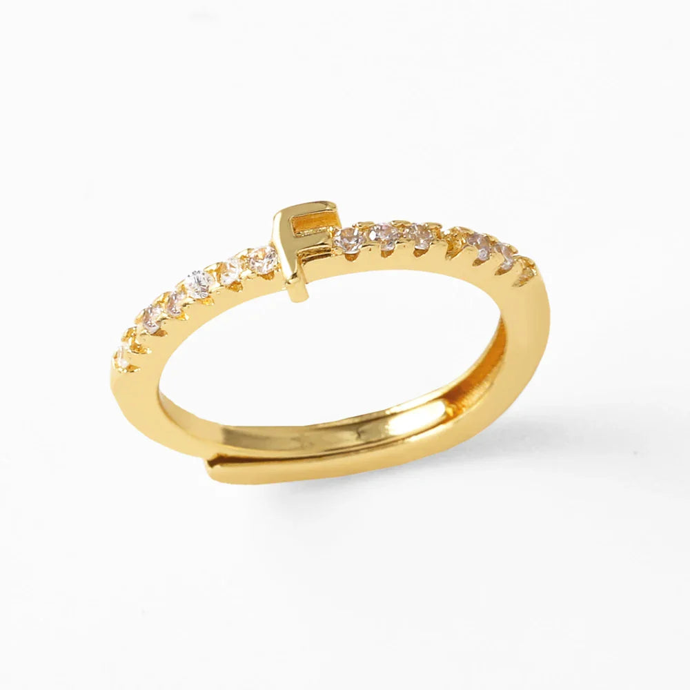 Verstelbare ring voor dames met initiaal - letter 