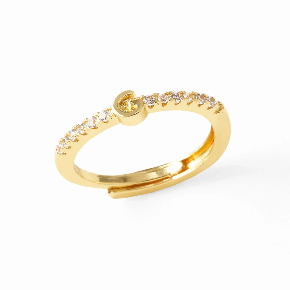 Verstelbare ring voor dames met initiaal - letter 
