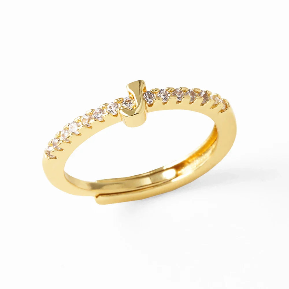 Verstelbare ring voor dames met initiaal - letter 