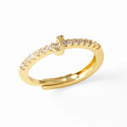 Verstelbare ring voor dames met initiaal - letter 