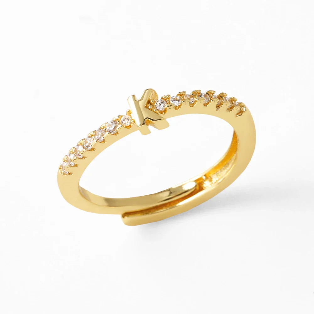 Verstelbare ring voor dames met initiaal - letter 