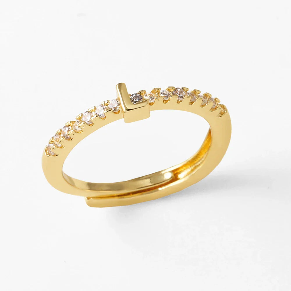 Verstelbare ring voor dames met initiaal - letter 