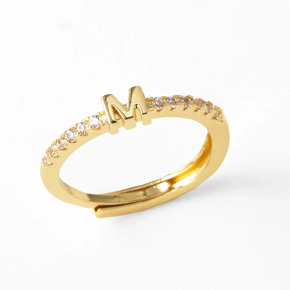 Verstelbare ring voor dames met initiaal - letter 