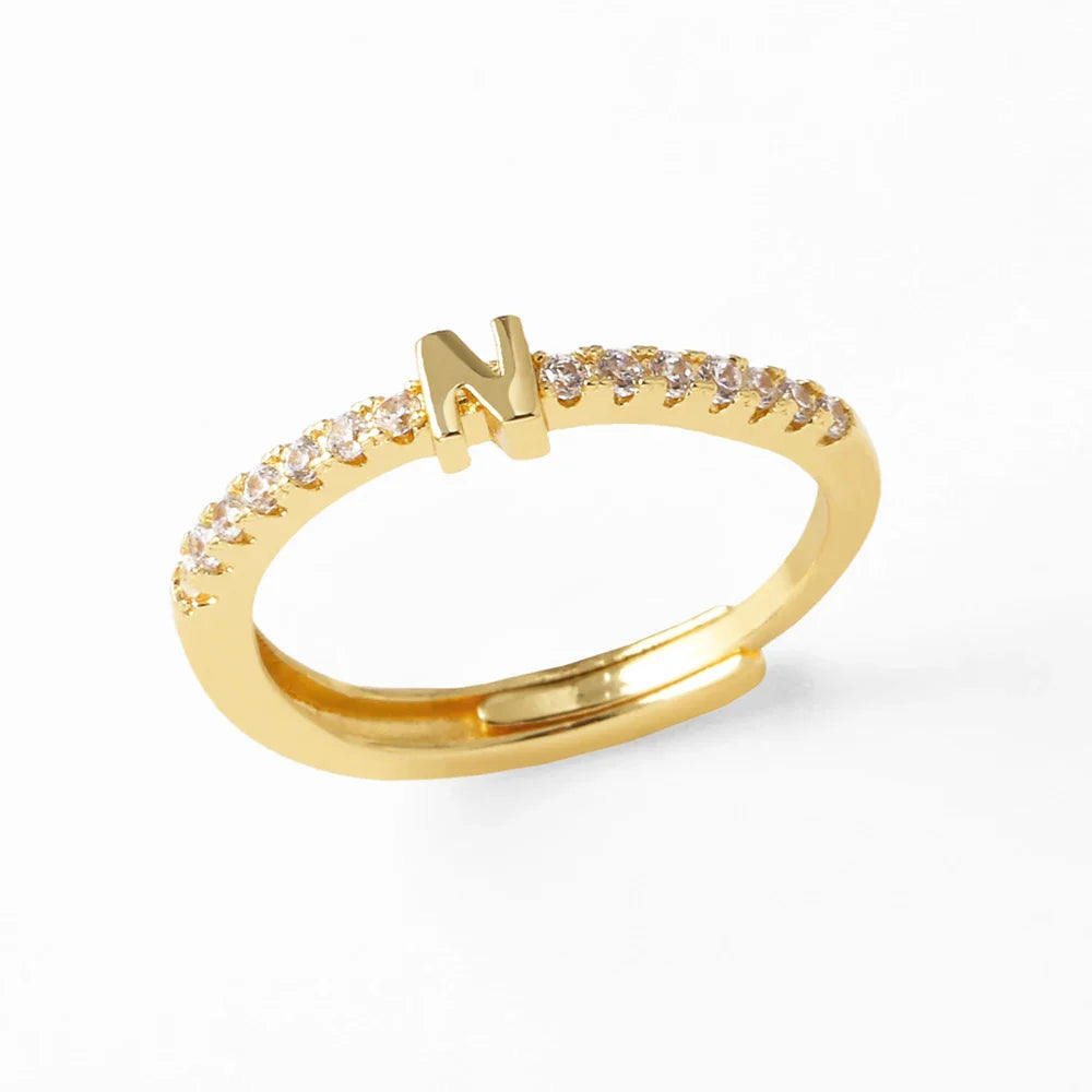 Verstelbare ring voor dames met initiaal - letter 
