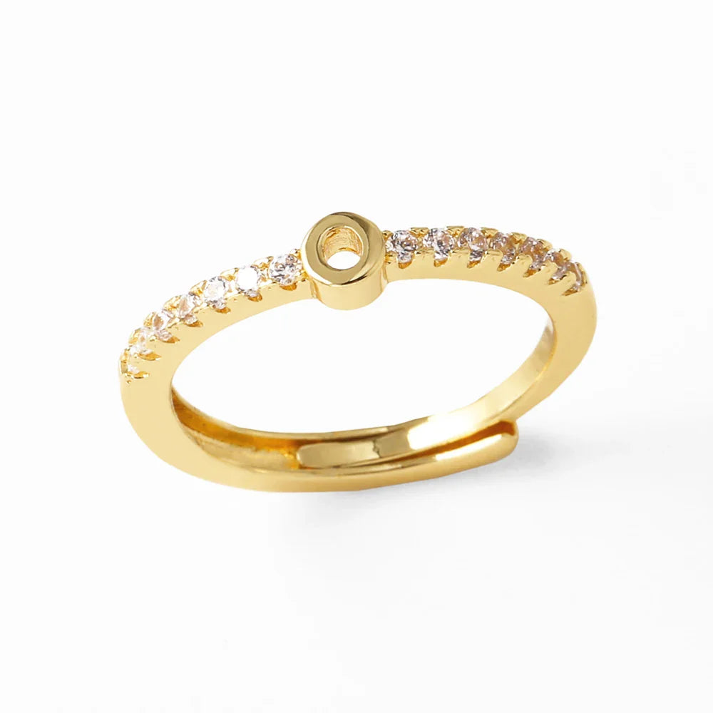 Verstelbare ring voor dames met initiaal - letter 