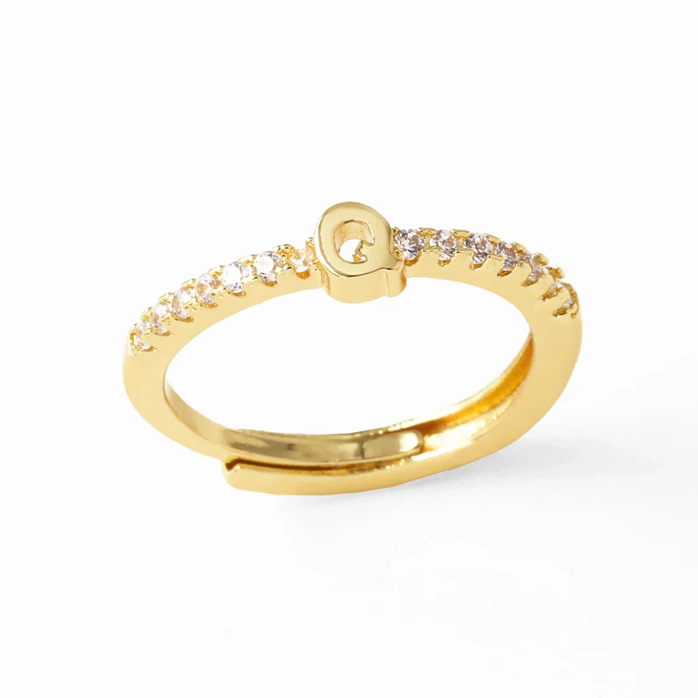 Verstelbare ring voor dames met initiaal - letter 