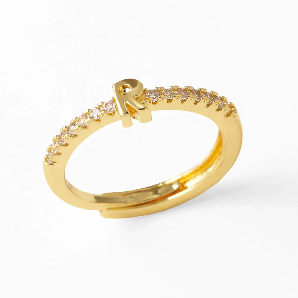 Verstelbare ring voor dames met initiaal - letter 
