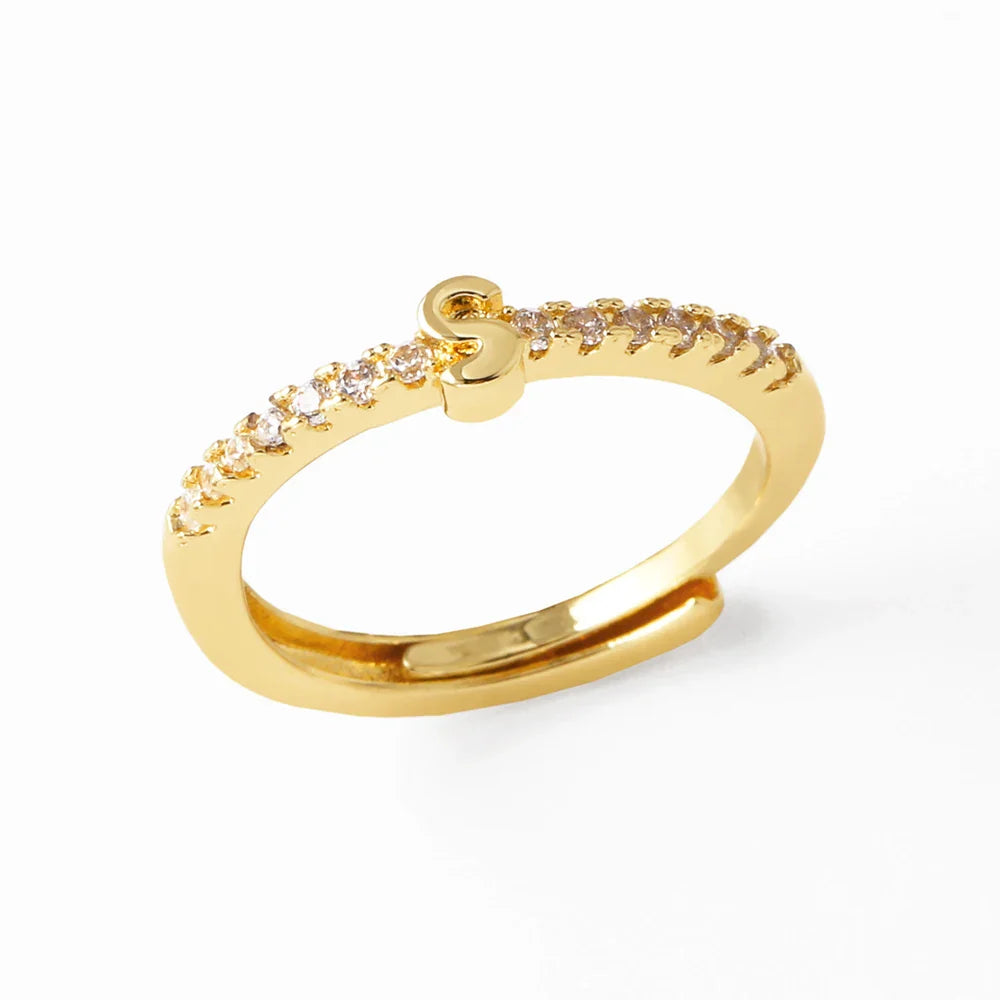 Verstelbare ring voor dames met initiaal - letter 