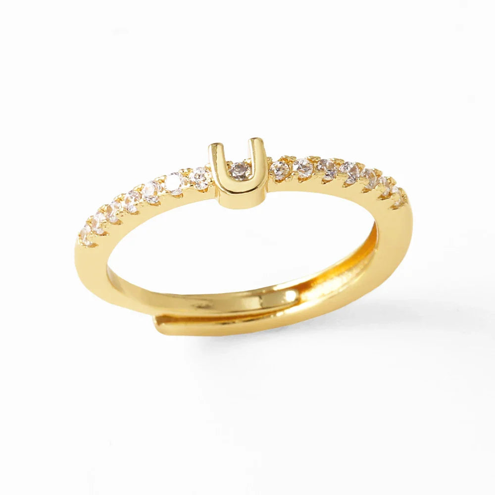 Verstelbare ring voor dames met initiaal - letter 