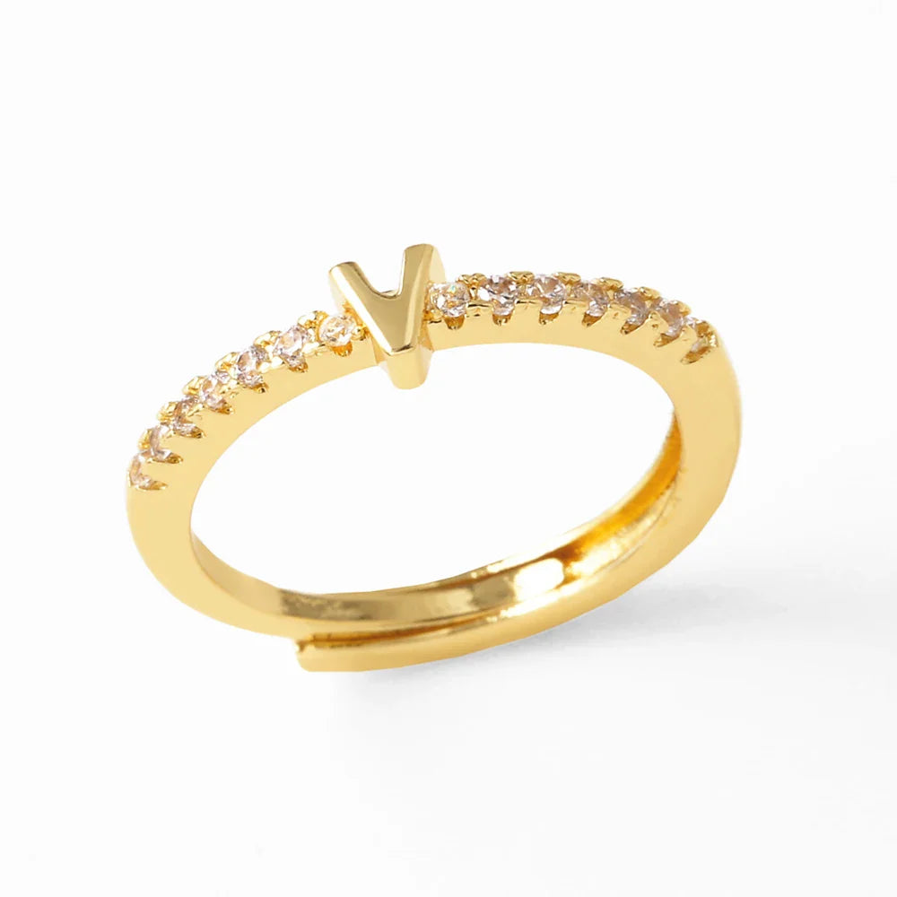 Verstelbare ring voor dames met initiaal - letter 