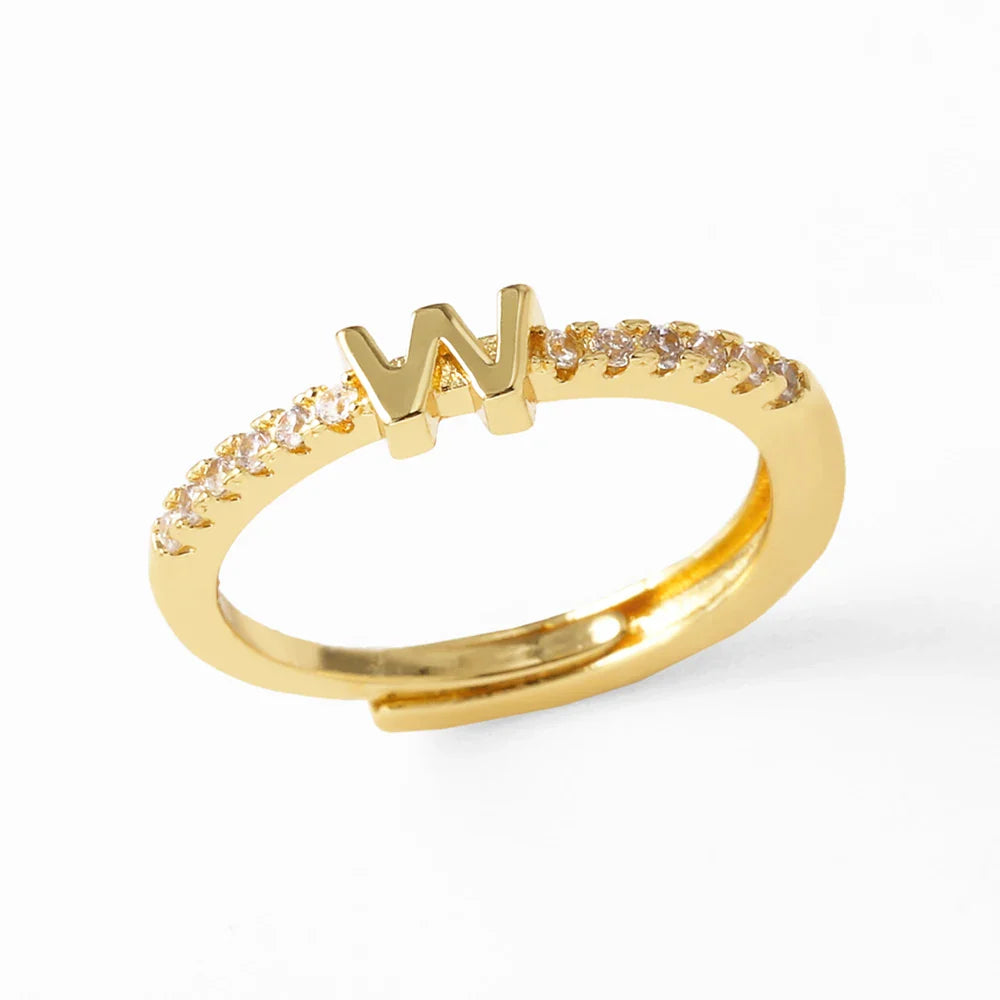 Verstelbare ring voor dames met initiaal - letter 