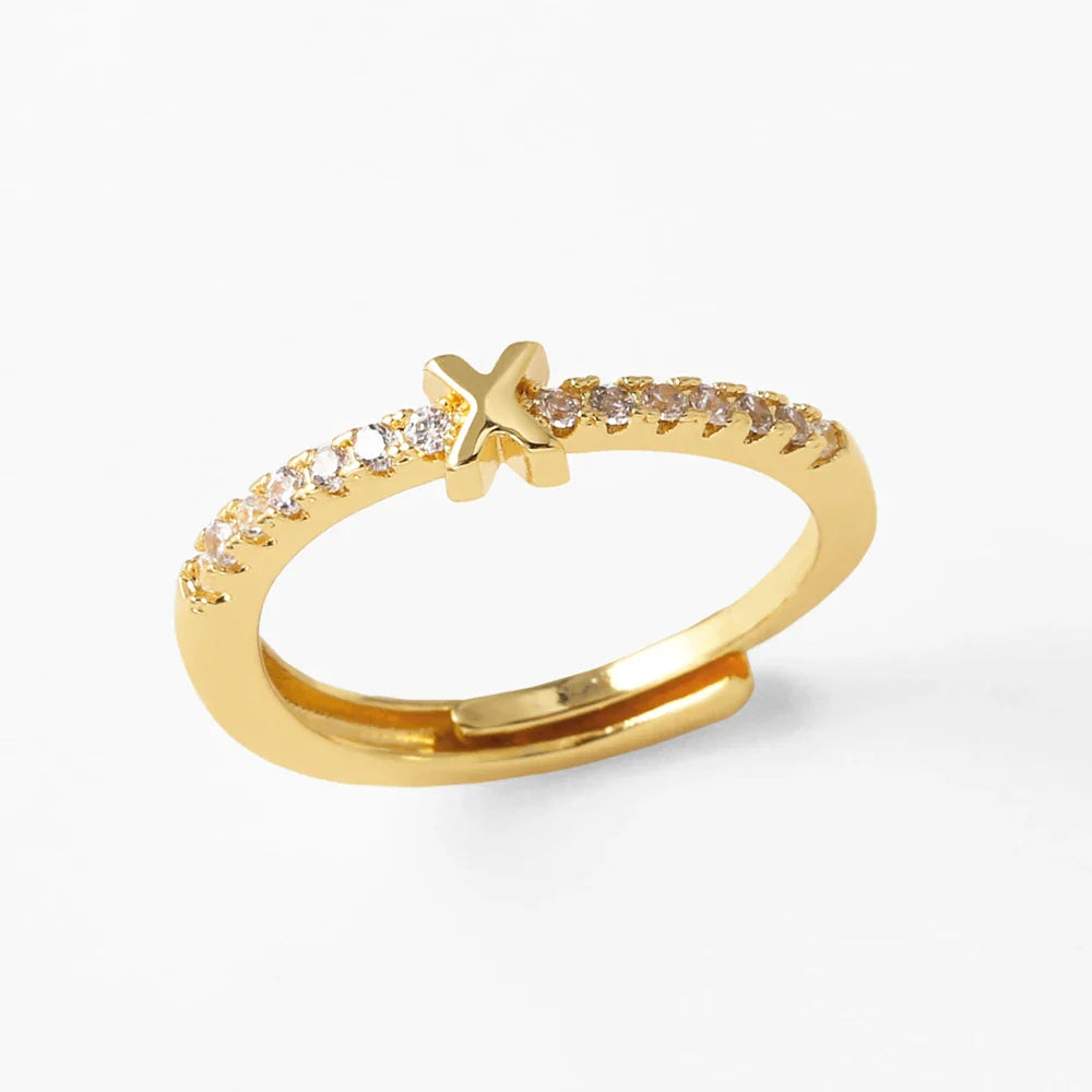 Verstelbare ring voor dames met initiaal - letter 