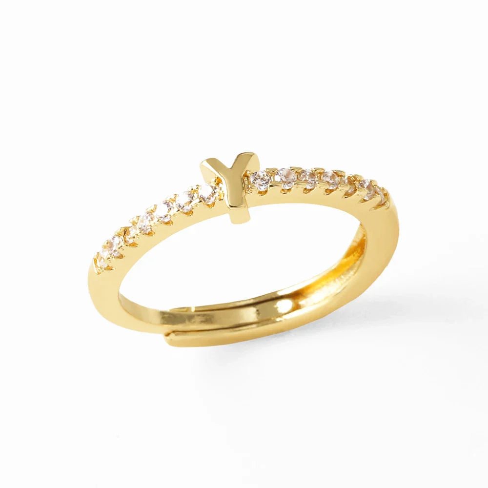 Verstelbare ring voor dames met initiaal - letter 