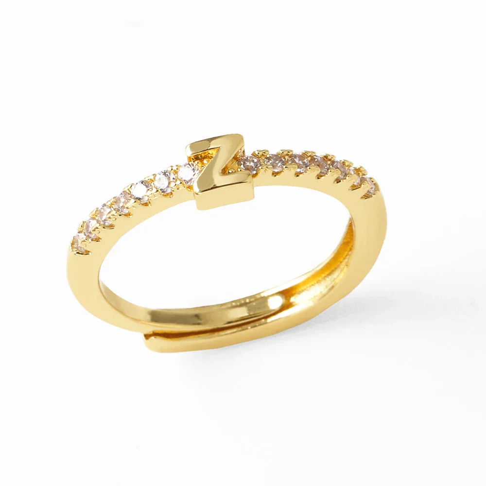 Verstelbare ring voor dames met initiaal - letter 
