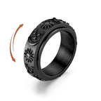 Bague Anneau Anti-Stress Tournant Lune et Soleil noir