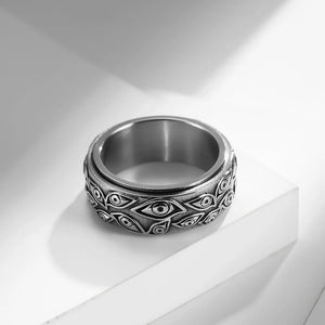 Bague Anneau Anti-Stress Tournant Oeil argent