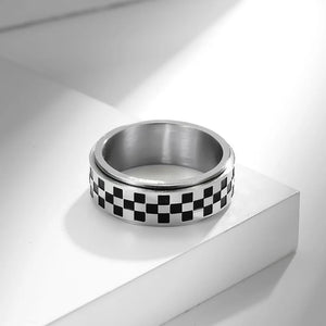 Bague Anneau avec Carrés Noirs Anti-Stress Tournant