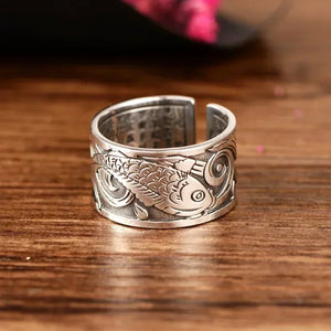Bague Anneau avec Poissons de Style Ethnique
