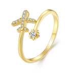 Bague Anneau Avion en Argent Véritable pour Femme or