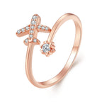 Bague Anneau Avion en Argent Véritable pour Femme or rose