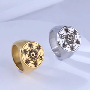 Bague Anneau Cube de Métatron or a