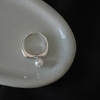 Bague Anneau Femme avec Perle Blanche en Zircon