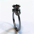 Bague Anneau Fleur Noire