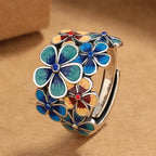 Bague Anneau Fleurs Colorées