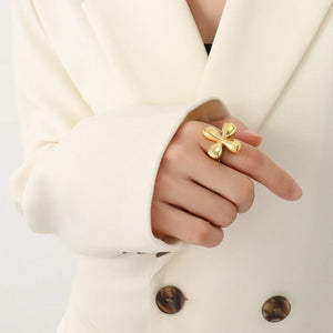 Bague Anneau Grosse Fleur Style Vintage